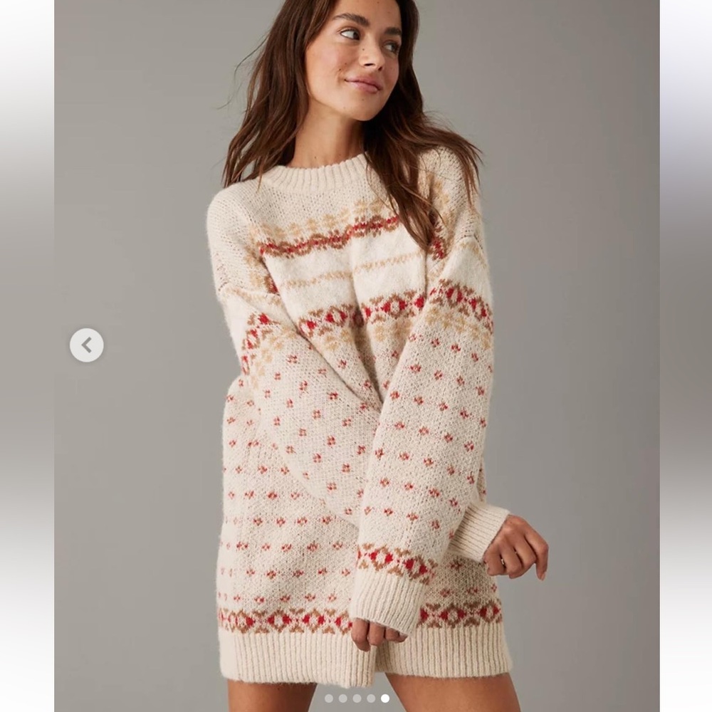 American Eagle Crew Neck Fair Isle Sweater Mini Dress size Small